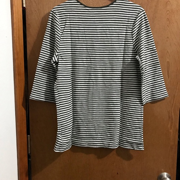 NWT WhoWhatWear Olive Stripe Bateau Tunic - Picture 6 of 6